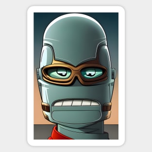 Smiling green robot Sticker